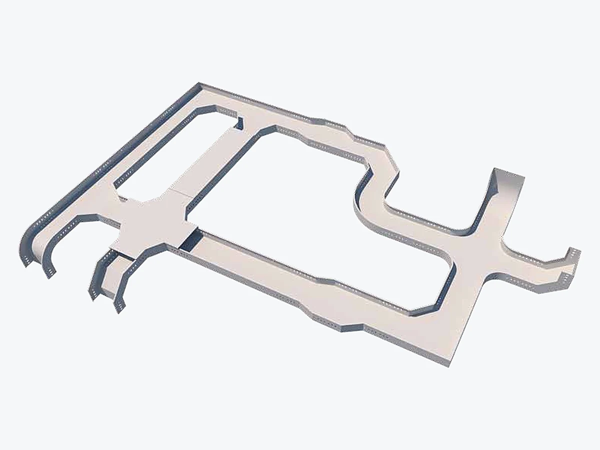 Assembled cable trunking run with bends, tees and covers