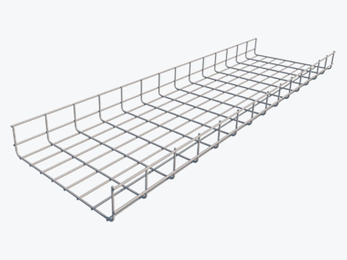 Wire mesh basket cable tray straight length, welded steel wire grid